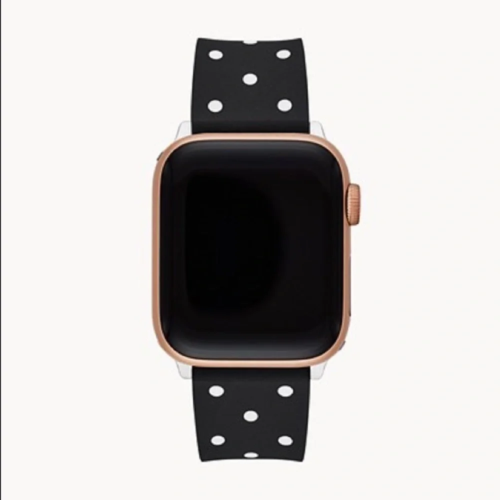 NIB Kate Spade New York black polka dot silicone 38mm/40mm band for Apple Watch®